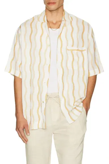 Frescobol Carioca Cassio Pyjama Short Sleeve Shirt Cabana Stripe Print | Thumbnail 3