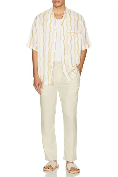 Frescobol Carioca Cassio Pyjama Short Sleeve Shirt Cabana Stripe Print | Thumbnail 4