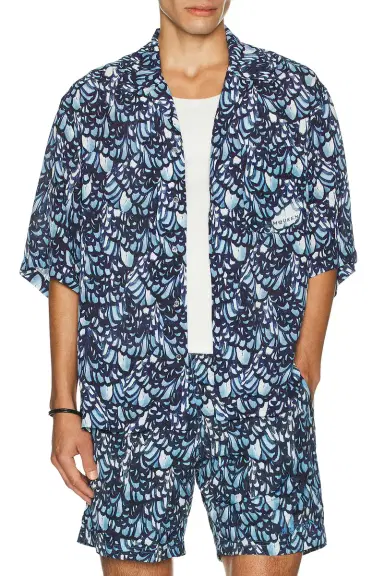 Alexander McQueen Boxy Feather Print Hawaiian Shirt | Thumbnail 3 Alexander McQueen Boxy Feather Print Hawaiian Shirt | Thumbnail 3