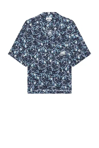 Alexander McQueen Boxy Feather Print Hawaiian Shirt | Thumbnail 1 Alexander McQueen Boxy Feather Print Hawaiian Shirt | Thumbnail 1