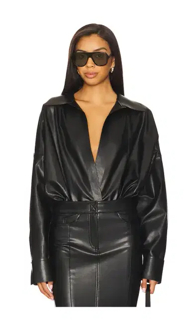 Norma Kamali Super Oversized Boyfriend NK Shirt Bodysuit | Thumbnail 1