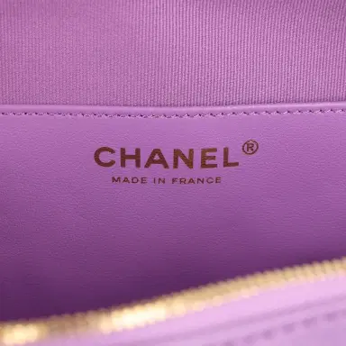 Chanel Chanel CC In Love Large Heart Bag with Chain Purple Lambskin Light Gold Hardware | Thumbnail 9 Chanel Chanel CC In Love Large Heart Bag with Chain Purple Lambskin Light Gold Hardware | Thumbnail 9