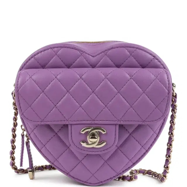 Chanel Chanel CC In Love Large Heart Bag with Chain Purple Lambskin Light Gold Hardware