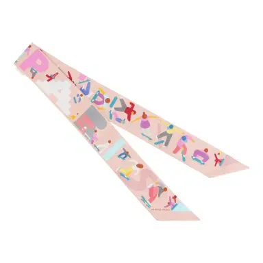 HERMÈS Hermes "Figures Libres" Rose Poudre and Blue Multi Silk Twilly Pair | Thumbnail 2 HERMÈS Hermes "Figures Libres" Rose Poudre and Blue Multi Silk Twilly Pair | Thumbnail 2