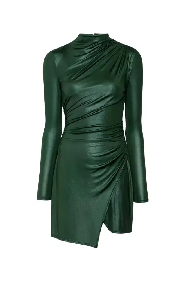 LAPOINTE Coated Jersey Draped Mini Dress
