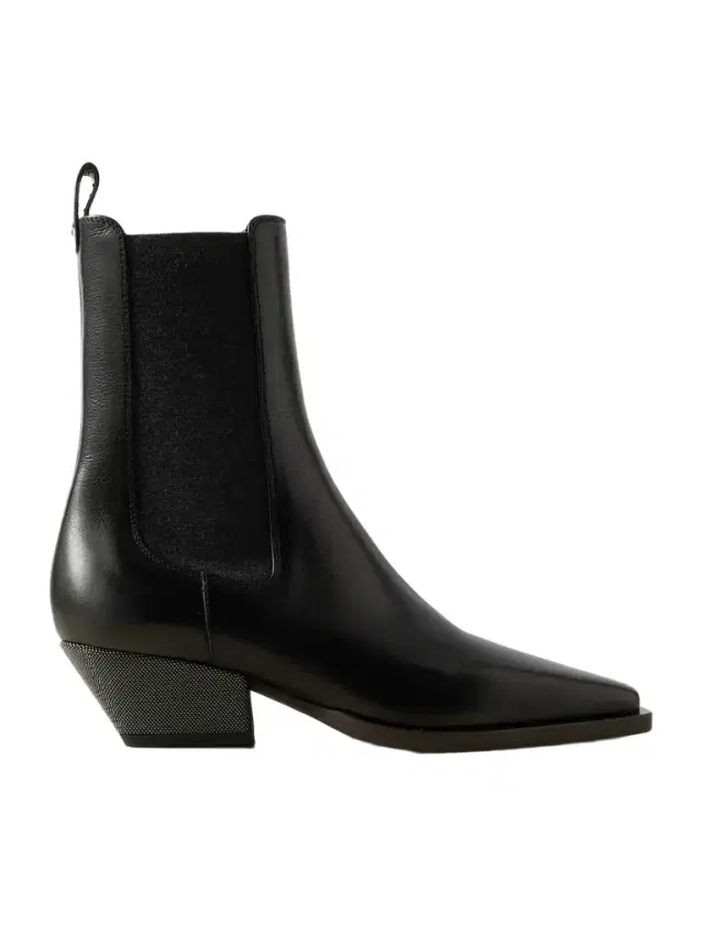 Bead-embellished Leather Ankle Boots