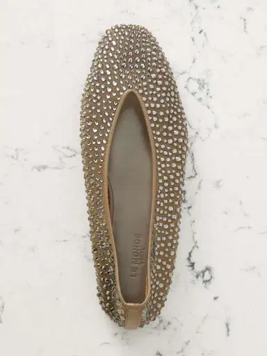 Le Monde Béryl Luna Leather-trimmed Crystal-embellished Mesh Flats | Thumbnail 5