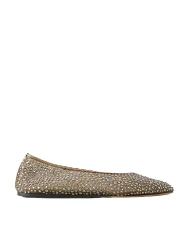 Le Monde Béryl Luna Leather-trimmed Crystal-embellished Mesh Flats | Thumbnail 1