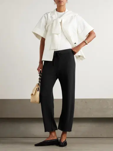 James Perse Cropped Brushed Cotton-terry Track Pants | Thumbnail 2 James Perse Cropped Brushed Cotton-terry Track Pants | Thumbnail 2