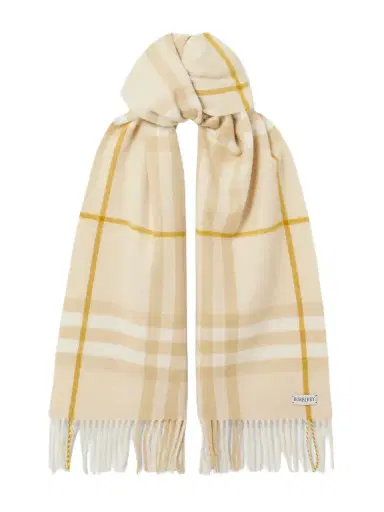 Burberry Fringed Checked Cashmere Scarf | Thumbnail 1 Burberry Fringed Checked Cashmere Scarf | Thumbnail 1