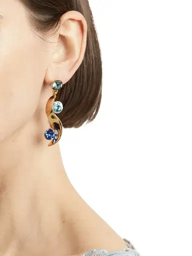 Oscar de la Renta Women's 24K-Gold-Plated & Glass Crystal Wave Drop Earrings - Blue Multi | Thumbnail 2