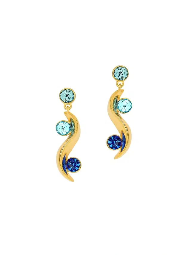 Women's 24K-Gold-Plated & Glass Crystal Wave Drop Earrings - Blue Multi