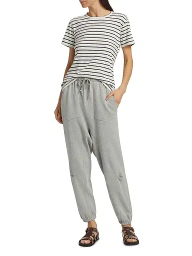 Nili Lotan Women's Lana Striped Cotton Crewneck T-Shirt - Natural Navy Stripe - Size Large | Thumbnail 2