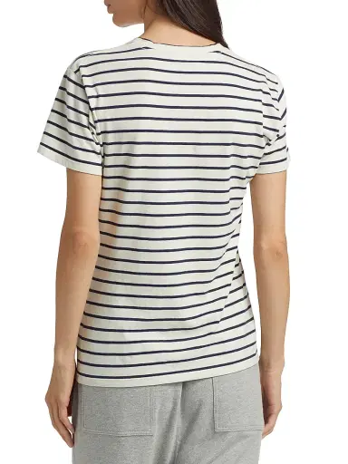 Nili Lotan Women's Lana Striped Cotton Crewneck T-Shirt - Natural Navy Stripe - Size Large | Thumbnail 5