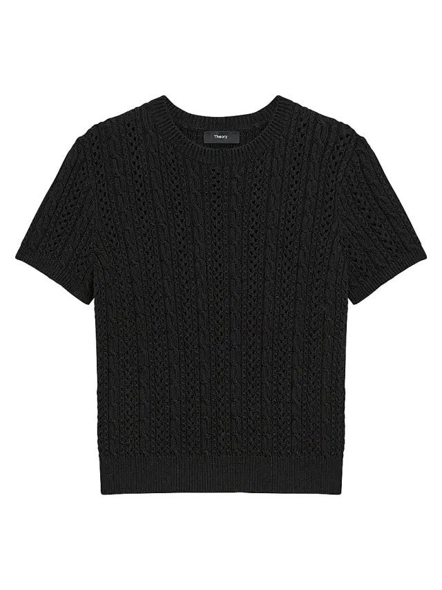 Theory Women's Cable Cotton T-Shirt - Black