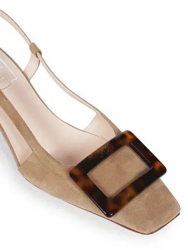 Roger Vivier Women's Belle Vivier 45mm Suede Slingback Pumps | Thumbnail 5 Roger Vivier Women's Belle Vivier 45mm Suede Slingback Pumps | Thumbnail 5