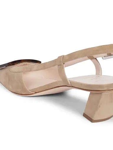 Roger Vivier Women's Belle Vivier 45mm Suede Slingback Pumps | Thumbnail 7 Roger Vivier Women's Belle Vivier 45mm Suede Slingback Pumps | Thumbnail 7