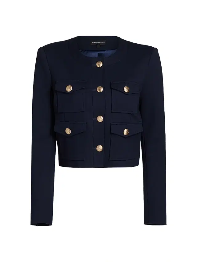 Generation Love Women's Siena Stretch-Ponte Crop Jacket - Navy