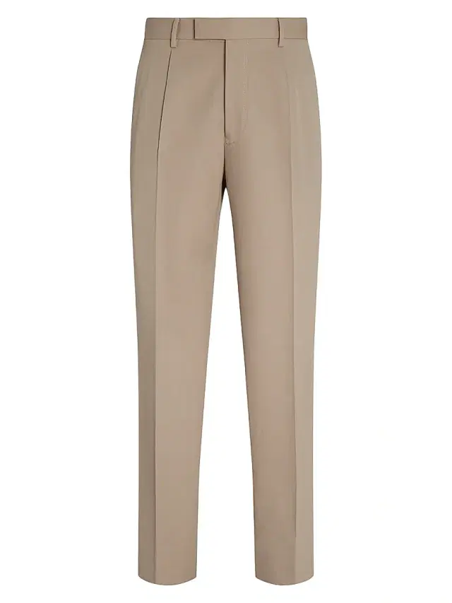 ZEGNA Men's Cotton and Wool Pants - Light Taupe