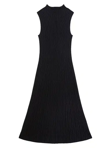 Theory Women's Cable-Knit Wool-Blend Fit & Flare Midi-Dress - Black | Thumbnail 1 Theory Women's Cable-Knit Wool-Blend Fit & Flare Midi-Dress - Black | Thumbnail 1