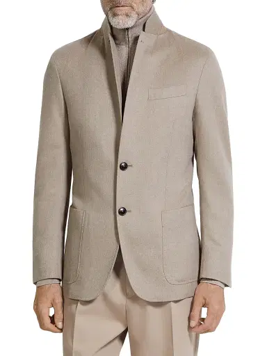 Zegna Men's Oasi Cashmere Jacket - Light Taupe - Size 44 | Thumbnail 1