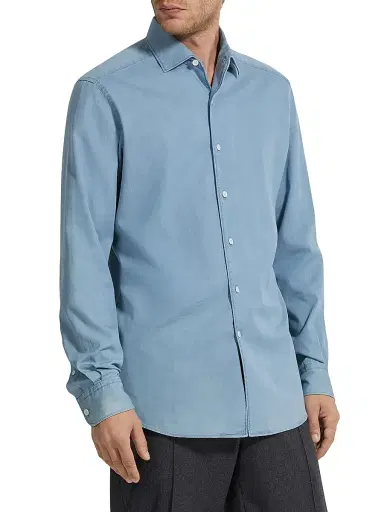 Zegna Men's Cotton Shirt - Light Blue - Size XXXL | Thumbnail 2