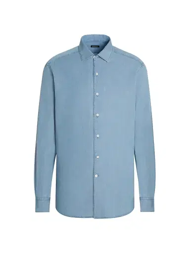 Zegna Men's Cotton Shirt - Light Blue - Size XXXL | Thumbnail 1