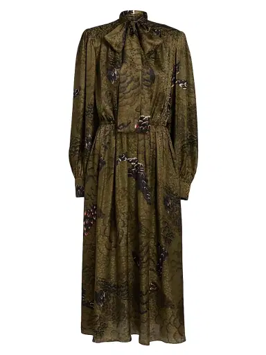 Ronny Kobo Women's Anora Floral Silk-Blend Tieneck Maxi Dress - Jade Camo | Thumbnail 1