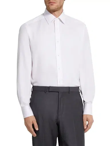 Zegna Men's Centoventimila Cotton Shirt - Light Pink - Size 17 | Thumbnail 2