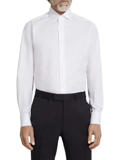 Zegna Men's Micro-Striped Centoventimila Cotton Shirt - White - Size 18.5 | Thumbnail 2