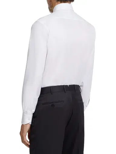 Zegna Men's Micro-Striped Centoventimila Cotton Shirt - White - Size 18.5 | Thumbnail 3