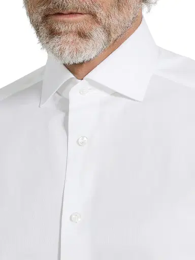 Zegna Men's Micro-Striped Centoventimila Cotton Shirt - White - Size 18.5 | Thumbnail 4