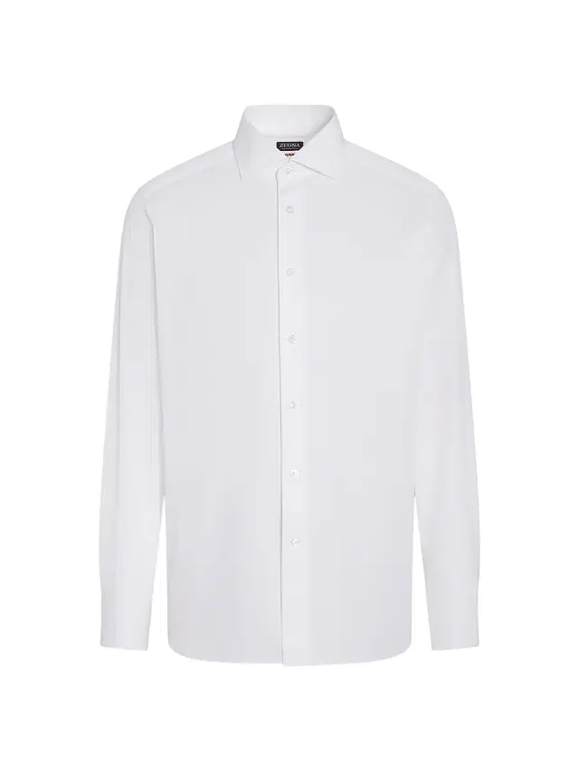 ZEGNA Men's Micro-Striped Centoventimila Cotton Shirt - White