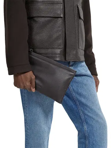 ZEGNA Men's Secondskin Pouch - Dark Brown | Thumbnail 2