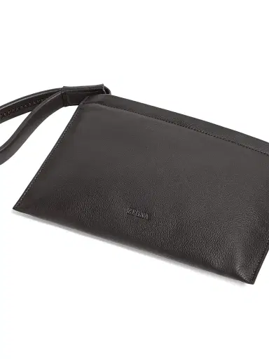 ZEGNA Men's Secondskin Pouch - Dark Brown | Thumbnail 5