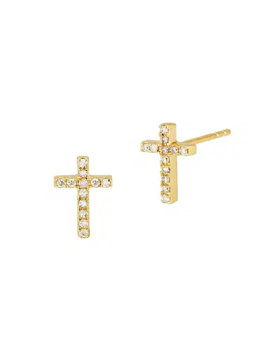 Oradina Women's 14K Yellow Gold Faith Diamond Cross Studs - Gold Diamonds | Thumbnail 1 Oradina Women's 14K Yellow Gold Faith Diamond Cross Studs - Gold Diamonds | Thumbnail 1