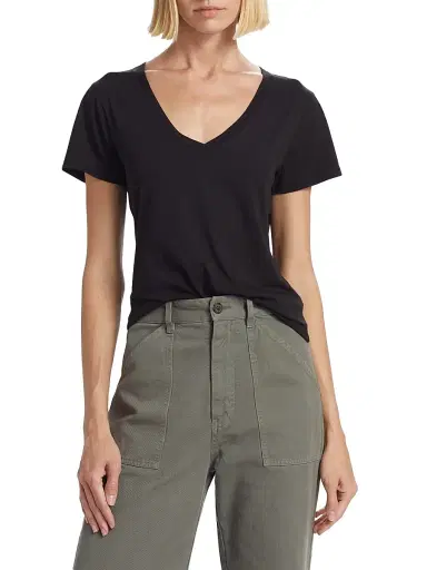 Nili Lotan Women's Carol V-Neck T-Shirt - Jet Black | Thumbnail 3 Nili Lotan Women's Carol V-Neck T-Shirt - Jet Black | Thumbnail 3