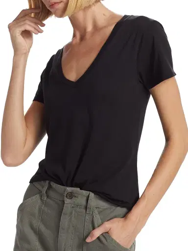Nili Lotan Women's Carol V-Neck T-Shirt - Jet Black | Thumbnail 6 Nili Lotan Women's Carol V-Neck T-Shirt - Jet Black | Thumbnail 6