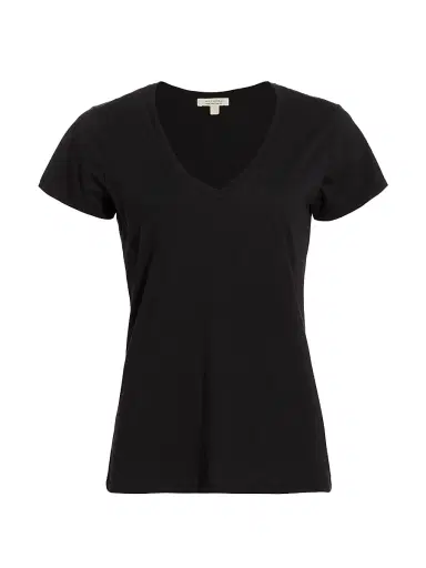 Nili Lotan Women's Carol V-Neck T-Shirt - Jet Black | Thumbnail 1 Nili Lotan Women's Carol V-Neck T-Shirt - Jet Black | Thumbnail 1