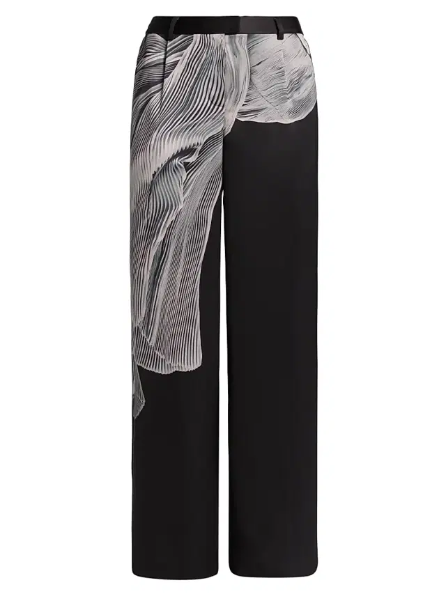 Jason Wu Collection Women's Printed Double-Face Satin Straight-Leg Pants - Black Light Pink Multi