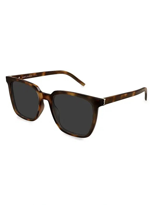Saint Laurent Women's Cassandre Monogram 54MM Square Sunglasses - Havana Black