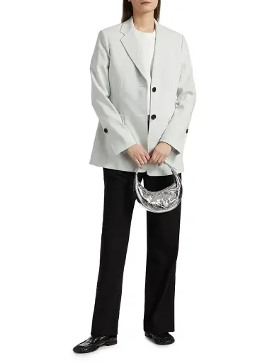 Proenza Schouler Women's Eva Cotton Single-Breasted Jacket - Pale Grey | Thumbnail 2