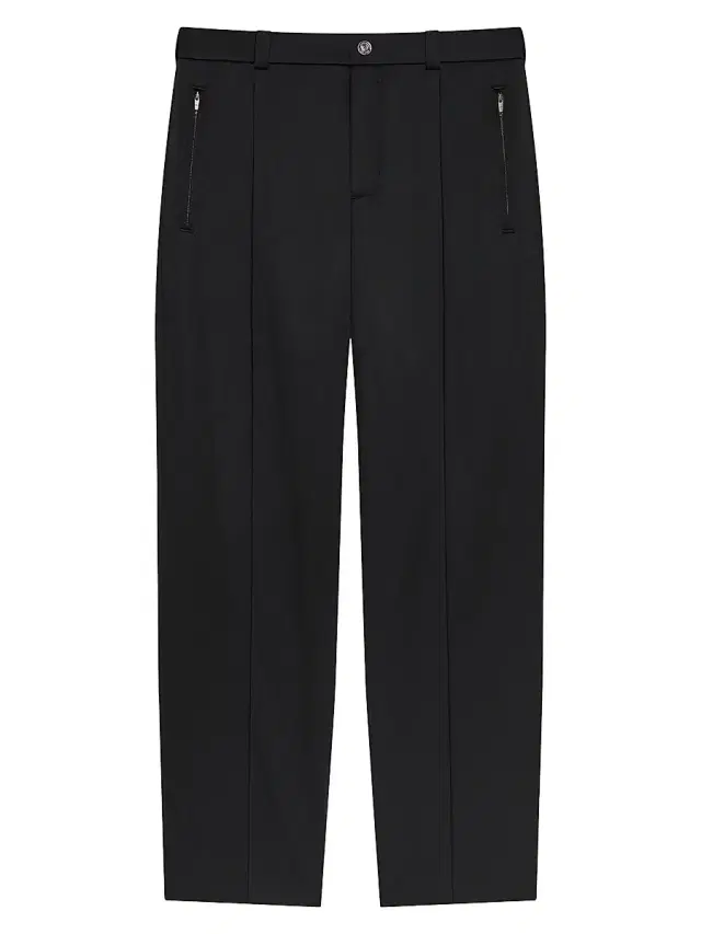 Men's Double Pleated Jogger Pants in Satin - Black