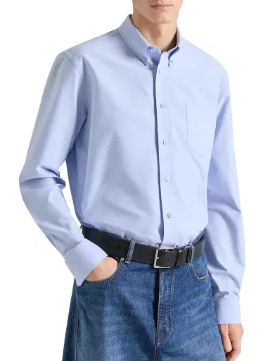 Givenchy Men's Shirt in Cotton with Paris Embroidery - Baby Blue | Thumbnail 2