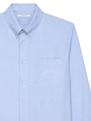 Givenchy Men's Shirt in Cotton with Paris Embroidery - Baby Blue | Thumbnail 3