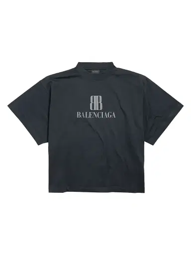 Balenciaga Women's Nano Bb Cropped T-Shirt - Black Faded | Thumbnail 1