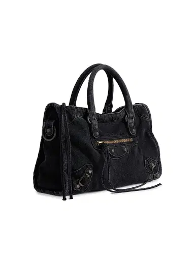 Balenciaga Women's Le City Denim Top Handle Bag - Black | Thumbnail 2