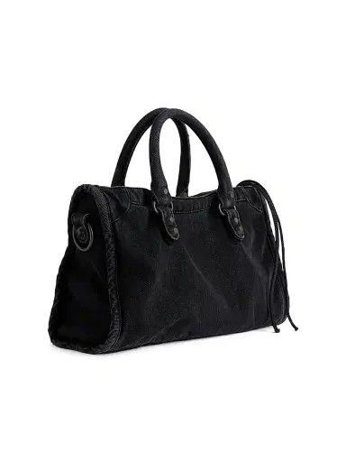 Balenciaga Women's Le City Denim Top Handle Bag - Black | Thumbnail 3