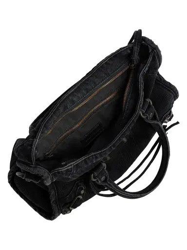 Balenciaga Women's Le City Denim Top Handle Bag - Black | Thumbnail 4