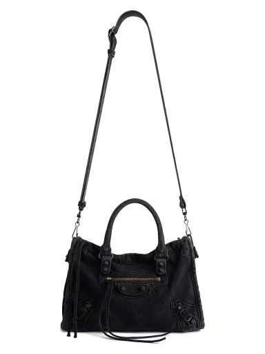 Balenciaga Women's Le City Denim Top Handle Bag - Black | Thumbnail 5